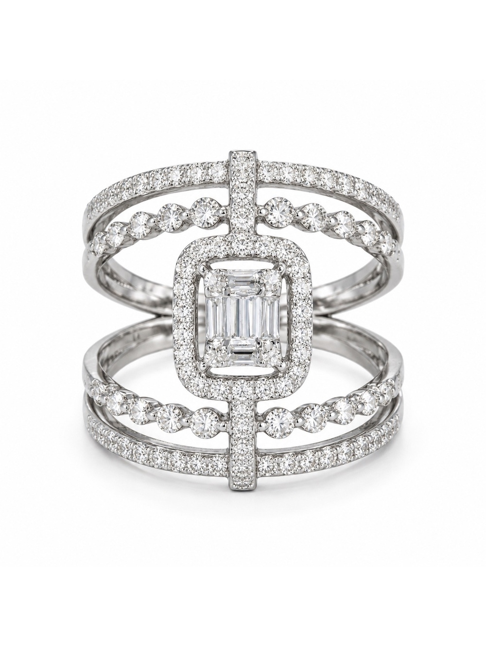 Sable & Red Luxury Emerald-Cut CZ Pavé Statement Cocktail Boho Ring NEW